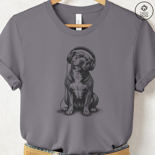 Pitbull Headphones T-Shirt Storm Taco-Dog