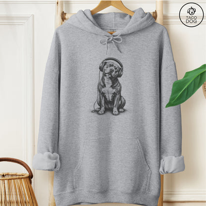 Pitbull Headphones Hoodie Graphite Heather Taco-Dog