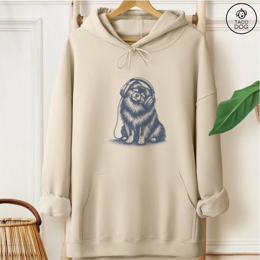 Pomeranian Headphones Hoodie Sand Taco-Dog