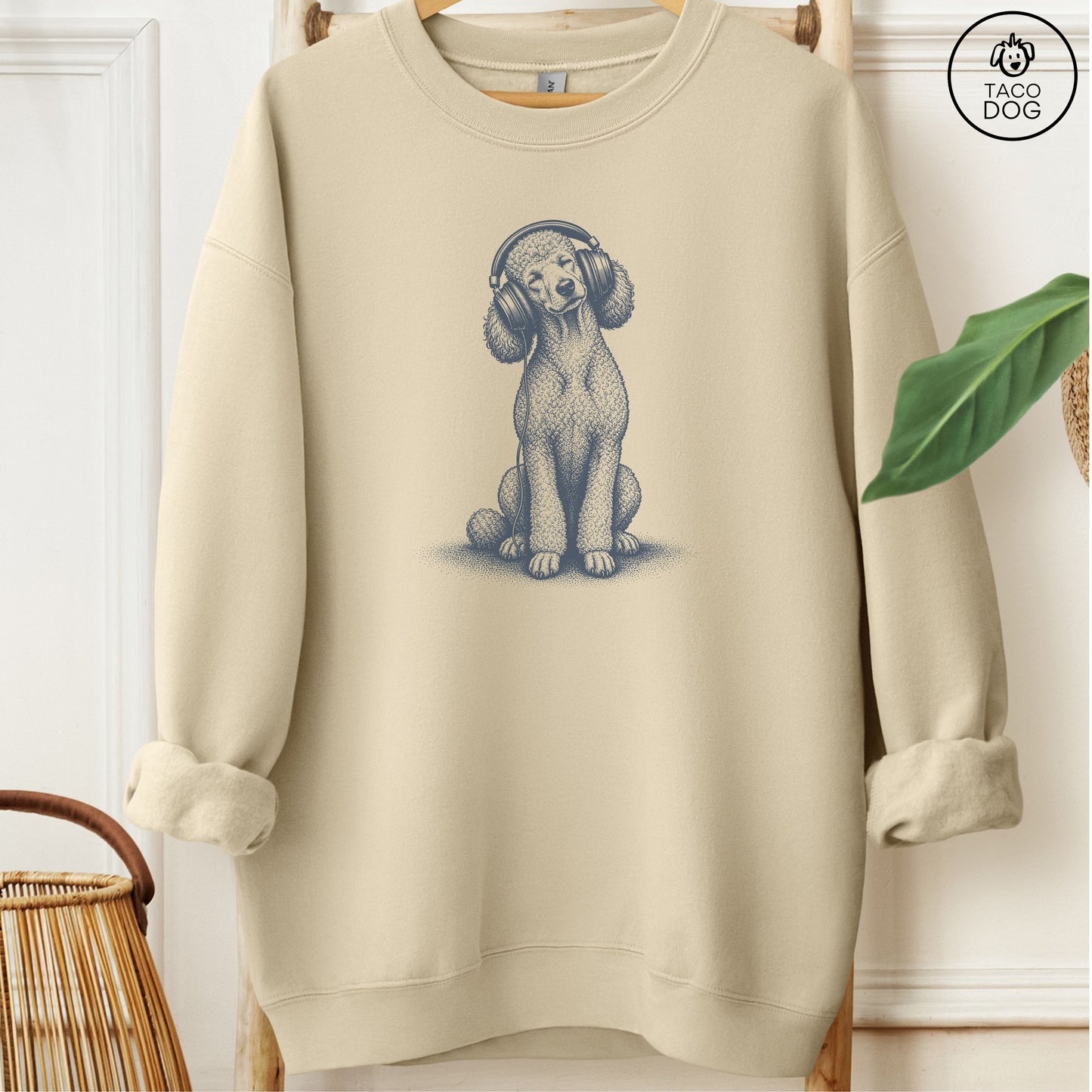 Poodle Headphones Sweatshirt Sand Taco-Dog