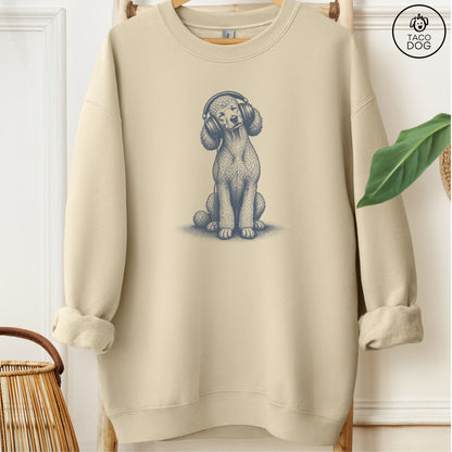 Poodle Headphones Sweatshirt Sand Taco-Dog
