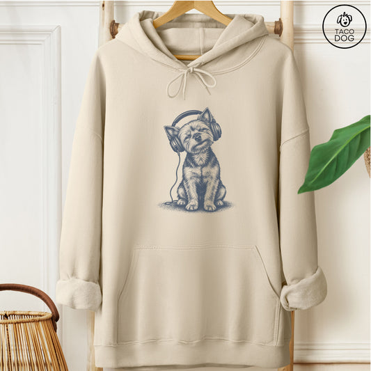 Yorkshire Terrier Yorkie Headphones Hoodie Sand Taco-Dog