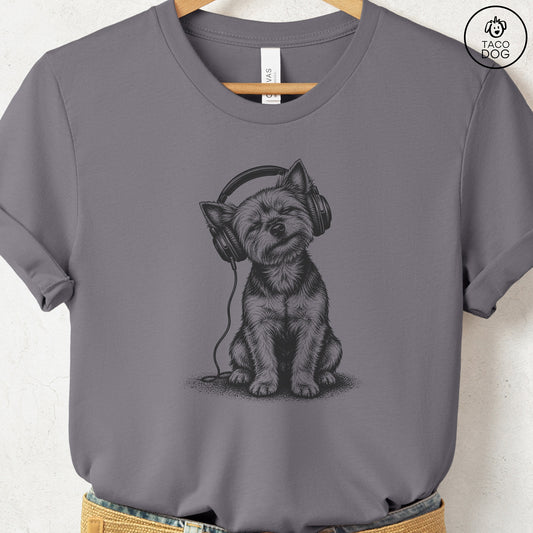 Yorkshire Terrier Yorkie Headphones T-Shirt Storm Taco-Dog
