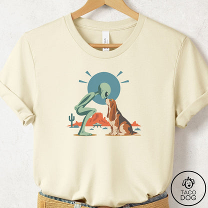 Basset Hound Hello Neighbor T-Shirt Natural Taco-Dog