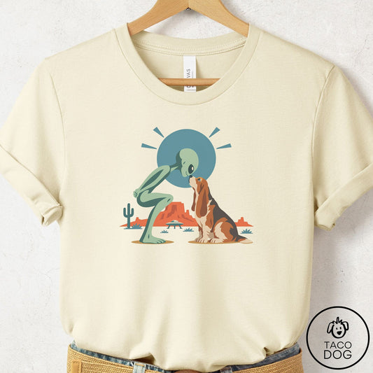 Basset Hound Hello Neighbor T-Shirt Natural Taco-Dog
