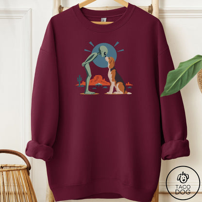 Beagle Hello Neighbor Sweatshirt Maroon Taco-Dog