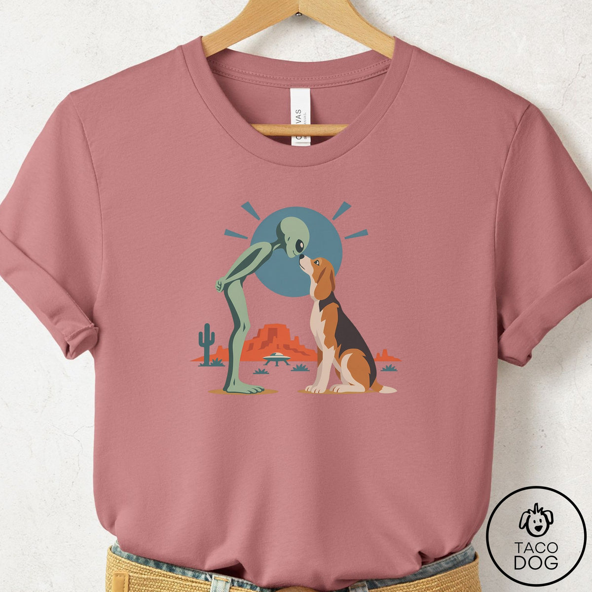 Beagle Hello Neighbor T-Shirt Mauve Taco-Dog