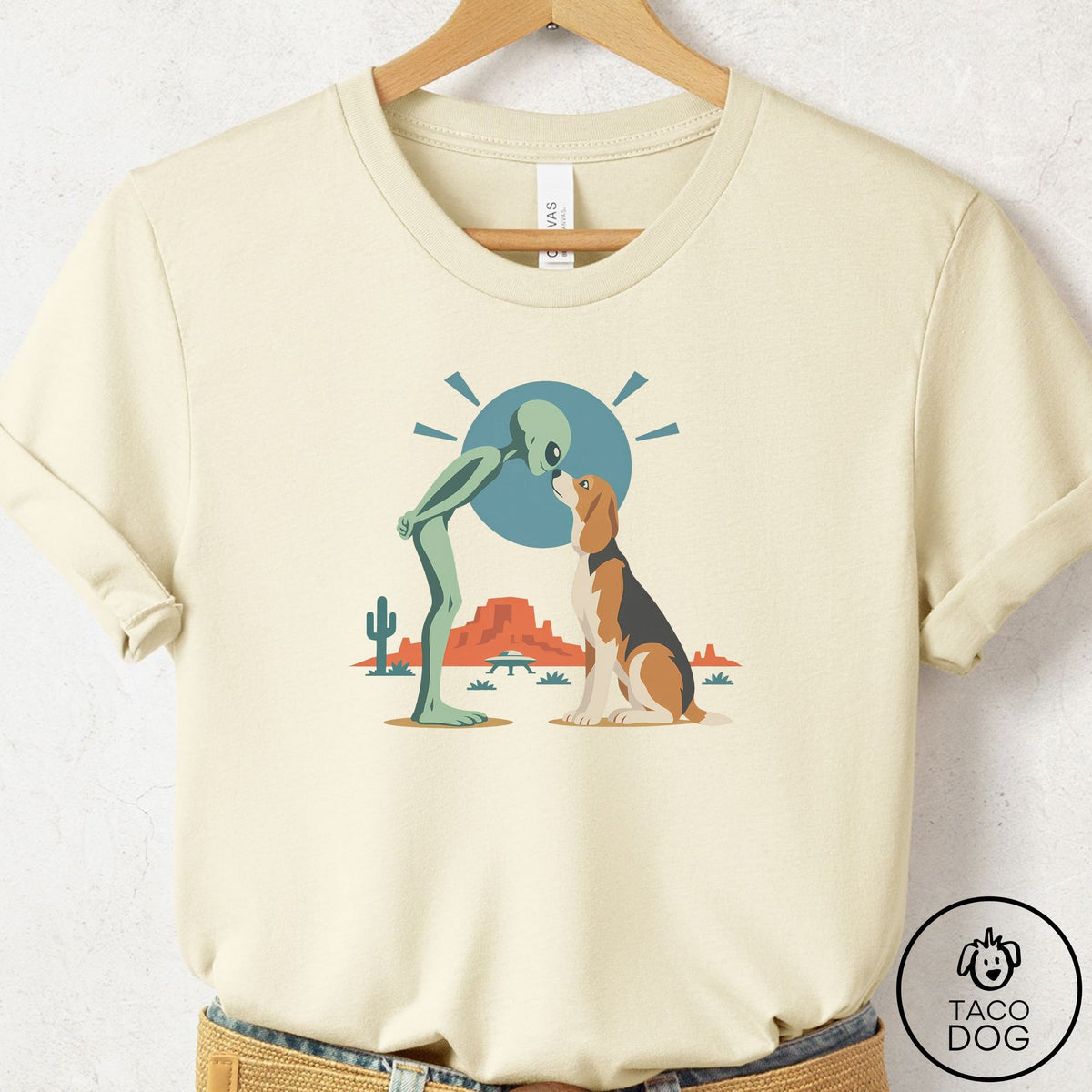 Beagle Hello Neighbor T-Shirt Natural Taco-Dog