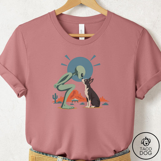 Boston Terrier Hello Neighbor T-Shirt Mauve Taco-Dog