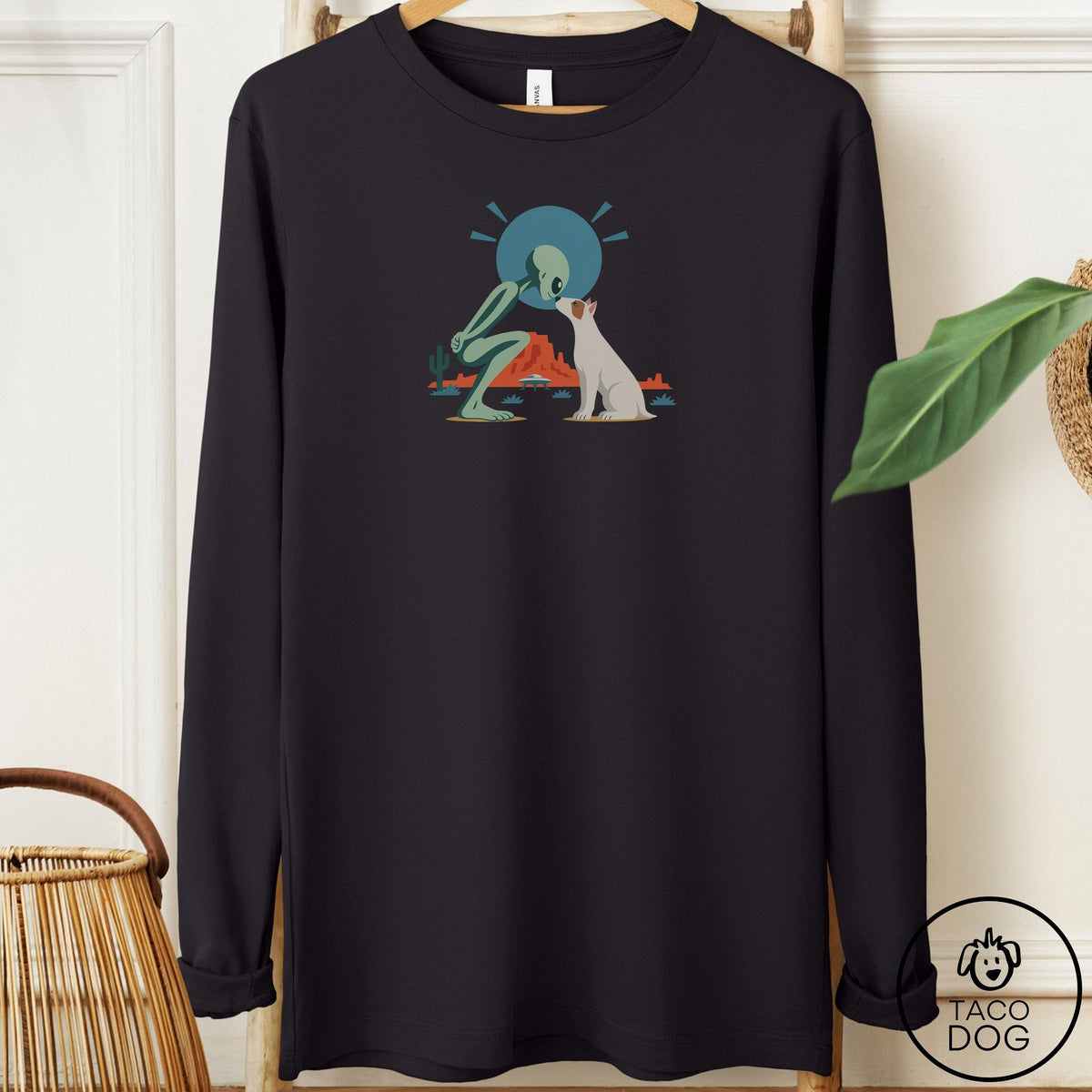 Bull Terrier Hello Neighbor Long Sleeve Tee Black Taco-Dog