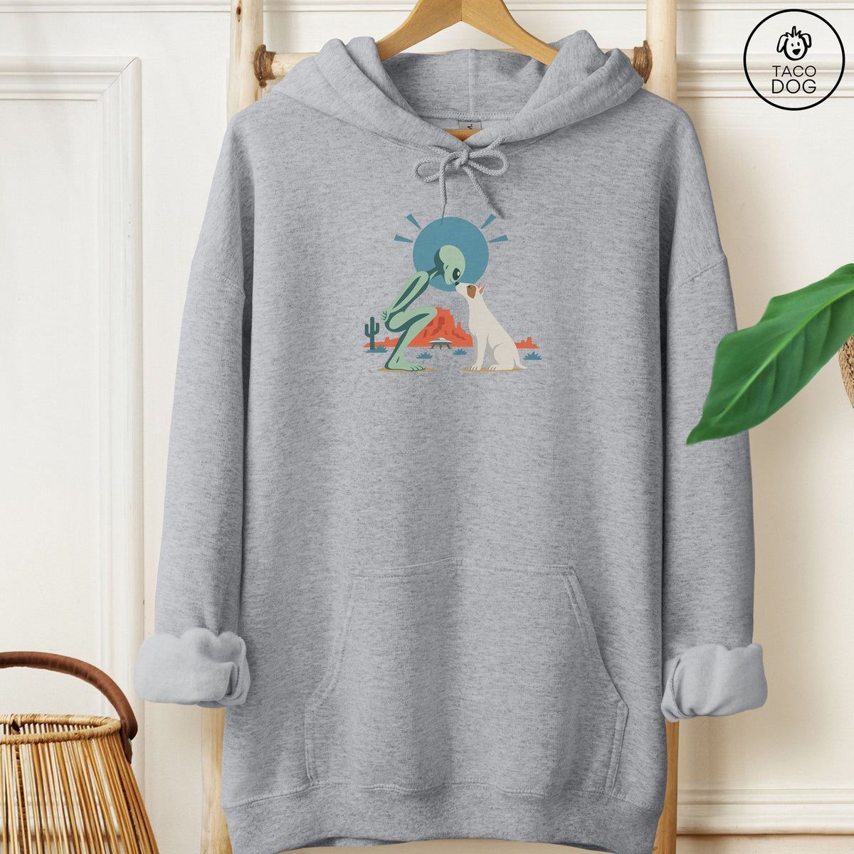 Bull Terrier Hello Neighbor Hoodie Graphite Heather Taco-Dog