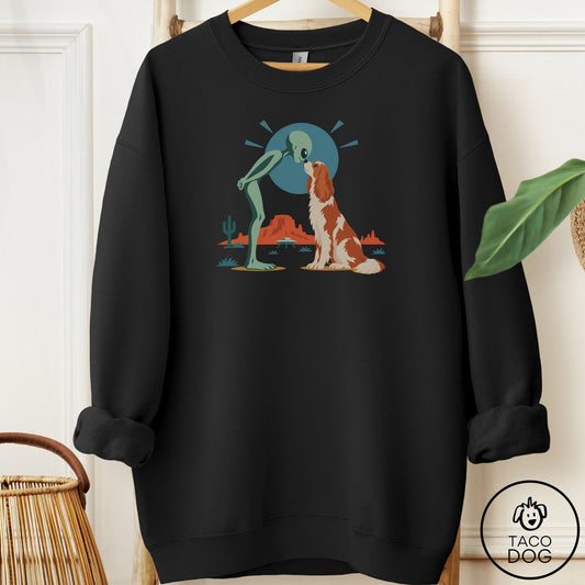 Cavalier King Charles Spaniel Hello Neighbor Sweatshirt Black Taco-Dog