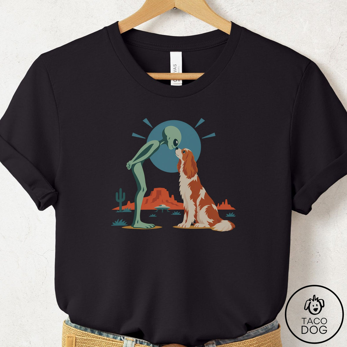 Cavalier King Charles Spaniel Hello Neighbor T-Shirt Black Taco-Dog