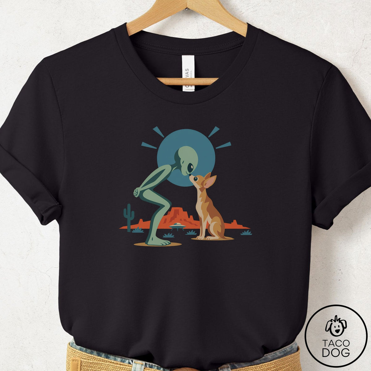 Chihuahua Hello Neighbor T-Shirt Black Taco-Dog