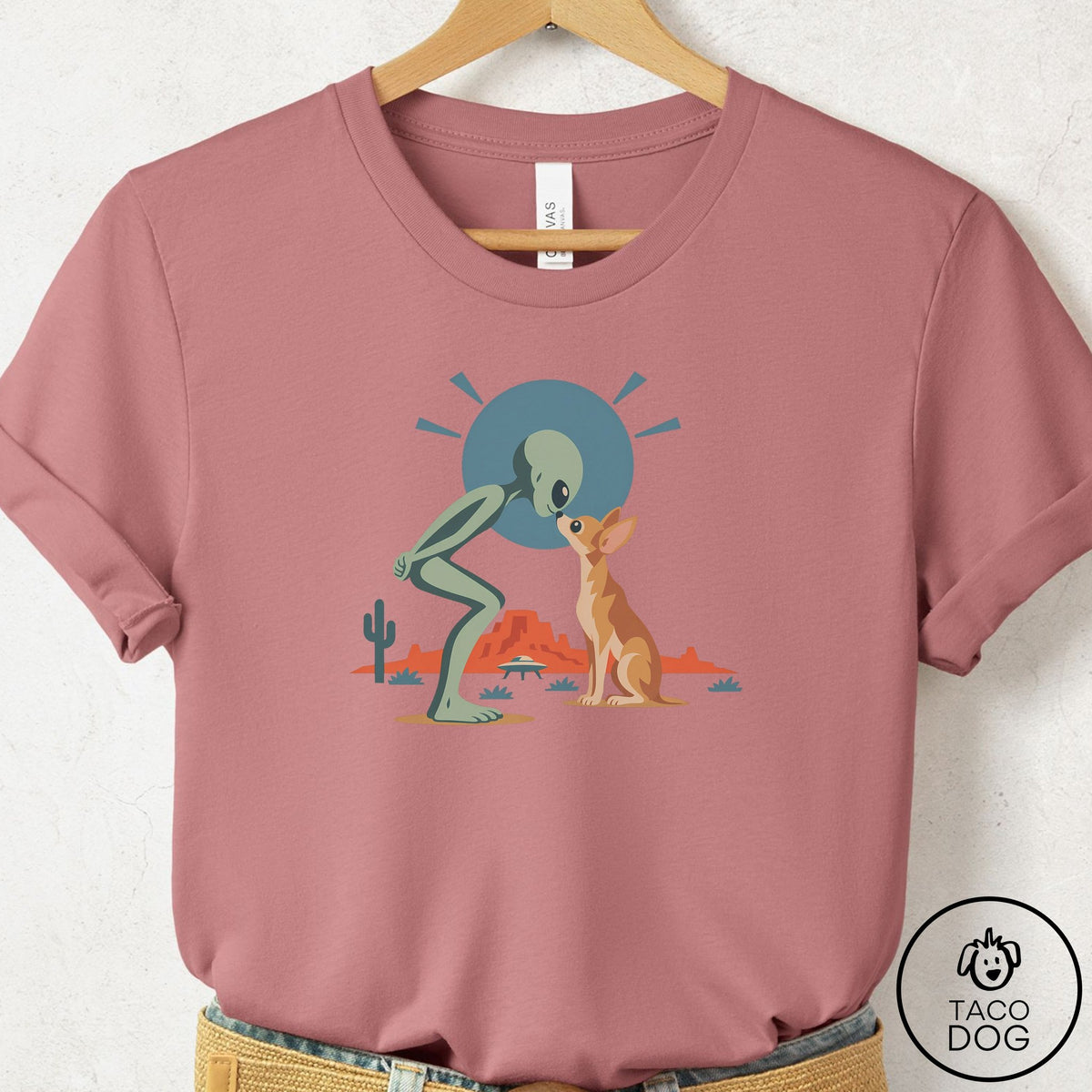 Chihuahua Hello Neighbor T-Shirt Mauve Taco-Dog