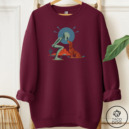 Dachshund Hello Neighbor Sweatshirt Maroon Taco-Dog