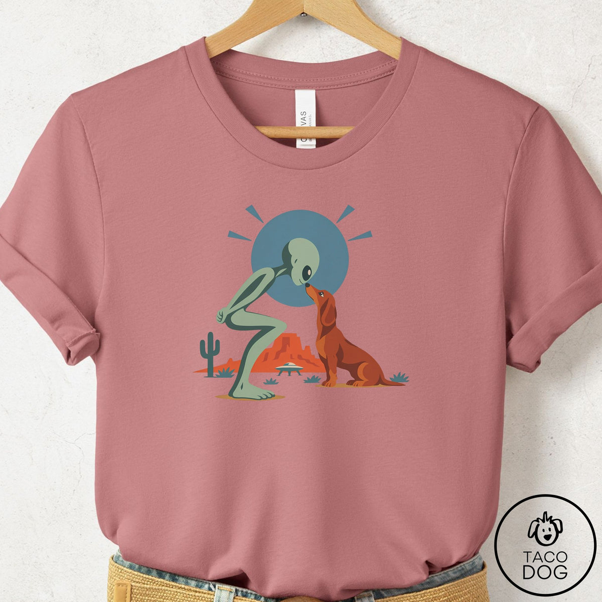 Dachshund Hello Neighbor T-Shirt Mauve Taco-Dog