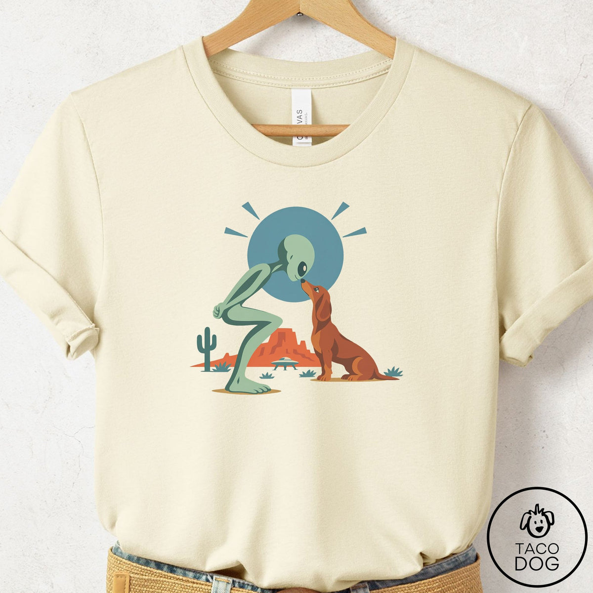Dachshund Hello Neighbor T-Shirt Natural Taco-Dog