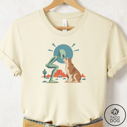 English Bulldog Hello Neighbor T-Shirt Natural Taco-Dog