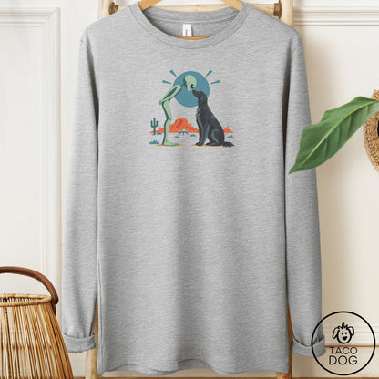 Flat-Coated Retriever Hello Neighbor Long Sleeve Tee Athletic Heather Taco-Dog
