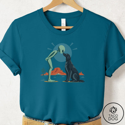 Flat-Coated Retriever Hello Neighbor T-Shirt Deep Teal Taco-Dog