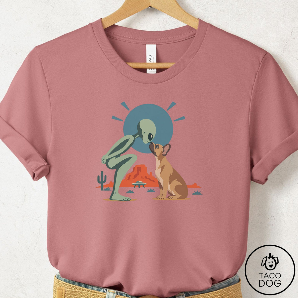 French Bulldog Frenchie Hello Neighbor T-Shirt Mauve Taco-Dog