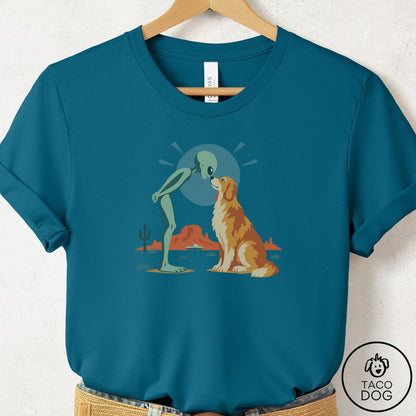 Golden Retriever Hello Neighbor T-Shirt Deep Teal Taco-Dog