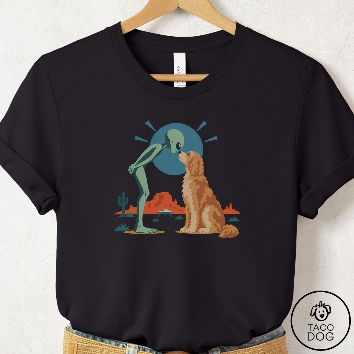 Doodle Hello Neighbor T-Shirt Black Taco-Dog