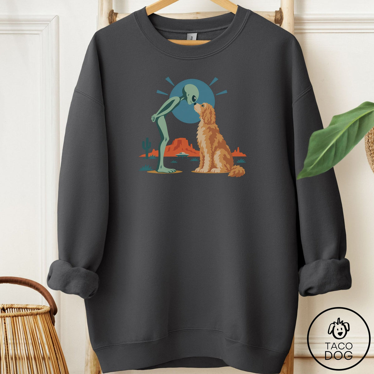 Doodle Hello Neighbor Sweatshirt Charcoal Taco-Dog