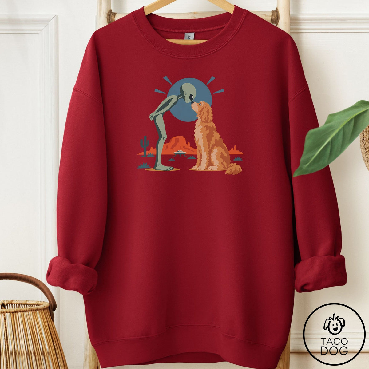 Doodle Hello Neighbor Sweatshirt Garnet Taco-Dog