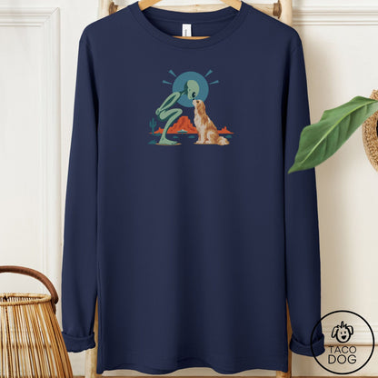 Havanese Hello Neighbor Long Sleeve Tee Navy Taco-Dog
