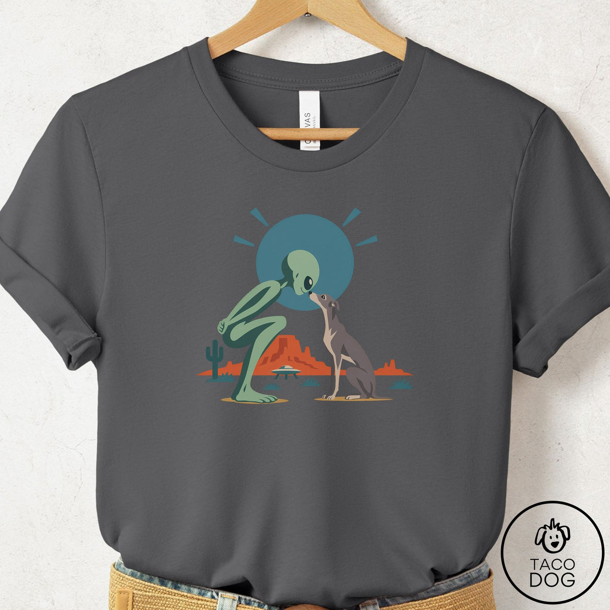 Italian Greyhound Whippet Hello Neighbor T-Shirt Asphalt Taco-Dog