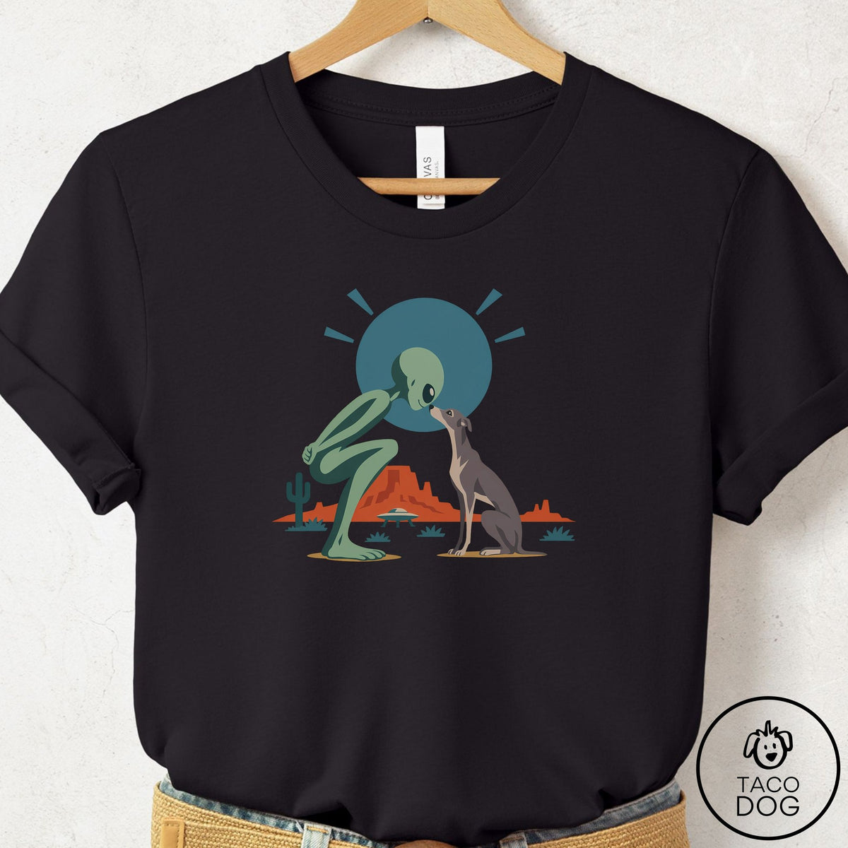 Italian Greyhound Whippet Hello Neighbor T-Shirt Black Taco-Dog