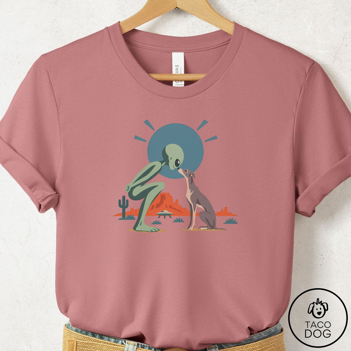 Italian Greyhound Whippet Hello Neighbor T-Shirt Mauve Taco-Dog