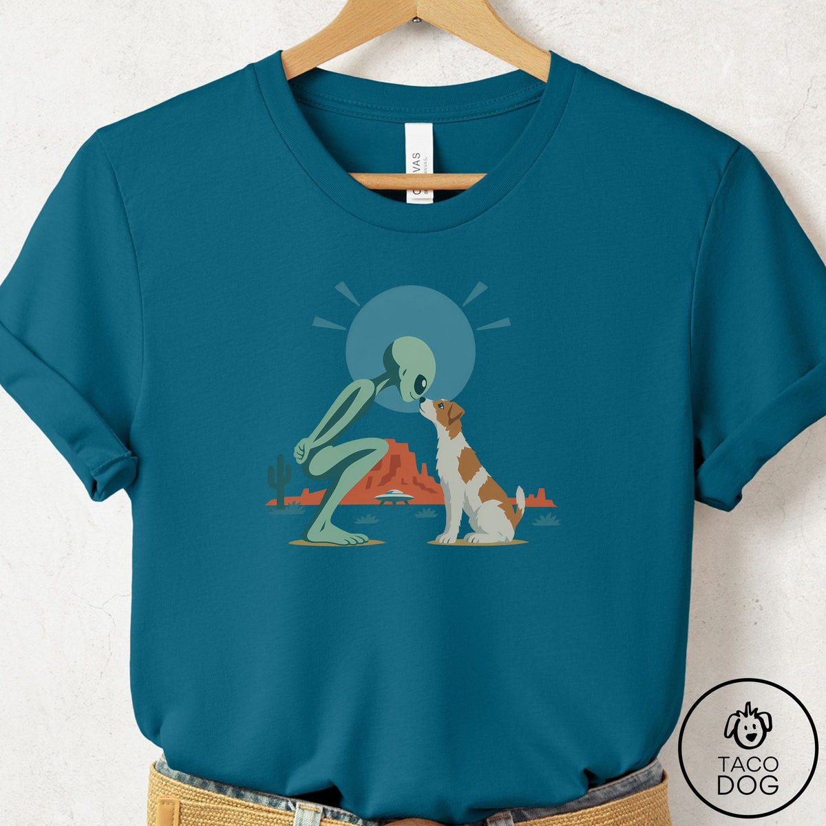 Jack Russell Hello Neighbor T-Shirt Deep Teal Taco-Dog