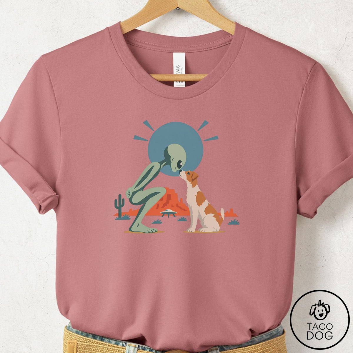 Jack Russell Hello Neighbor T-Shirt Mauve Taco-Dog