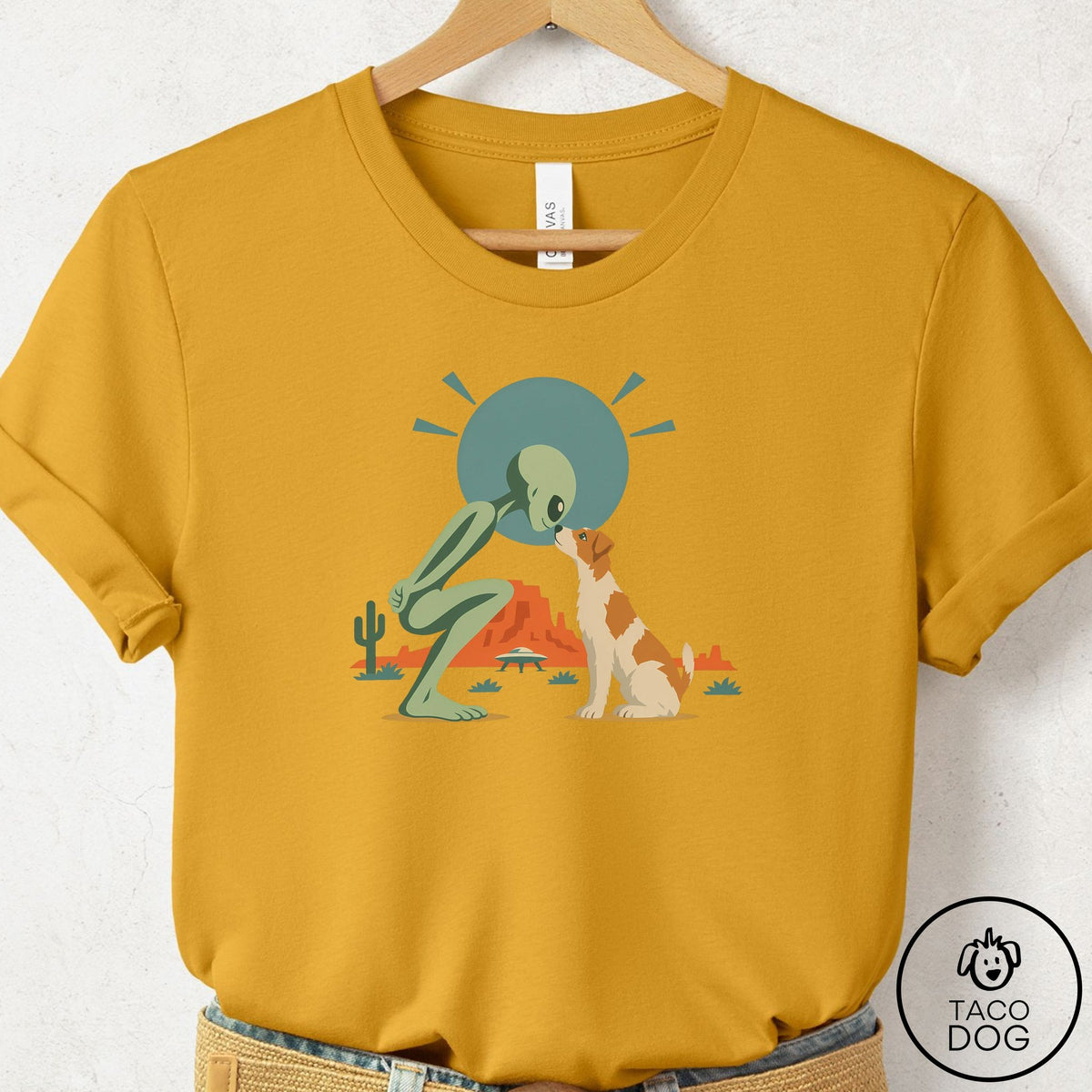Jack Russell Hello Neighbor T-Shirt Mustard Taco-Dog