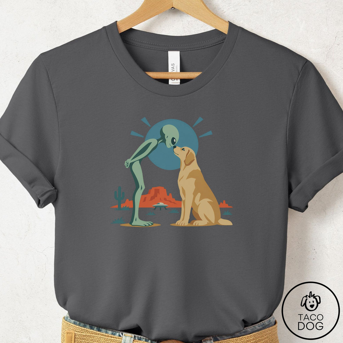 Labrador Retriever Hello Neighbor T-Shirt Asphalt Taco-Dog