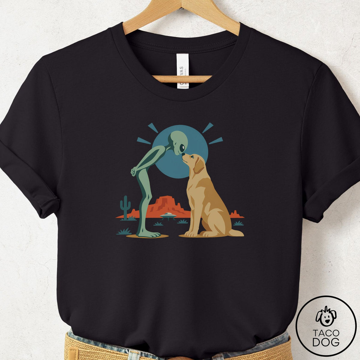 Labrador Retriever Hello Neighbor T-Shirt Black Taco-Dog