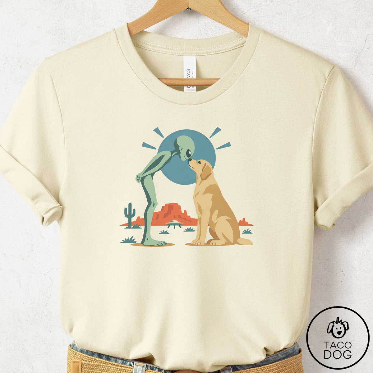 Labrador Retriever Hello Neighbor T-Shirt Natural Taco-Dog