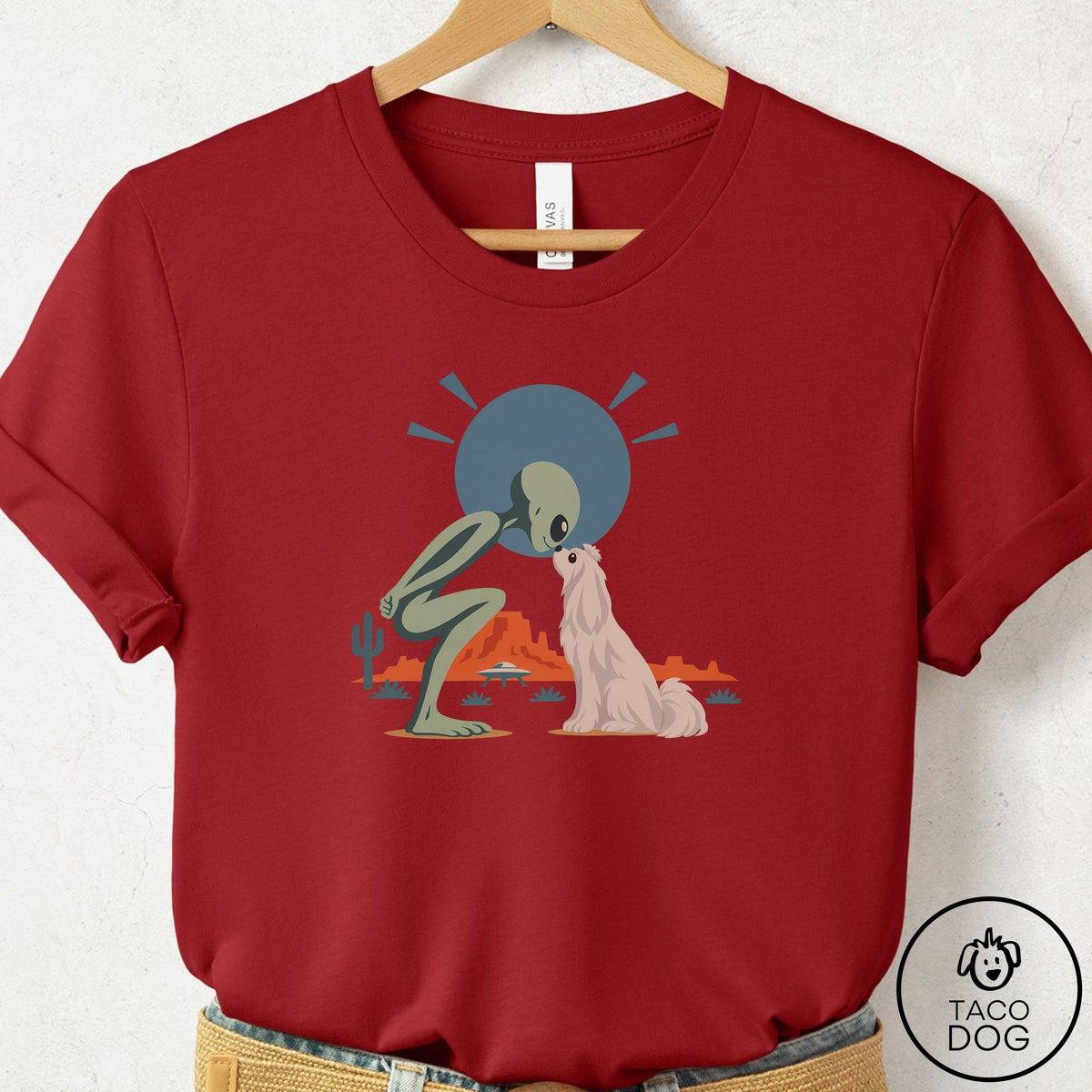 Maltese Hello Neighbor T-Shirt Canvas Red Taco-Dog