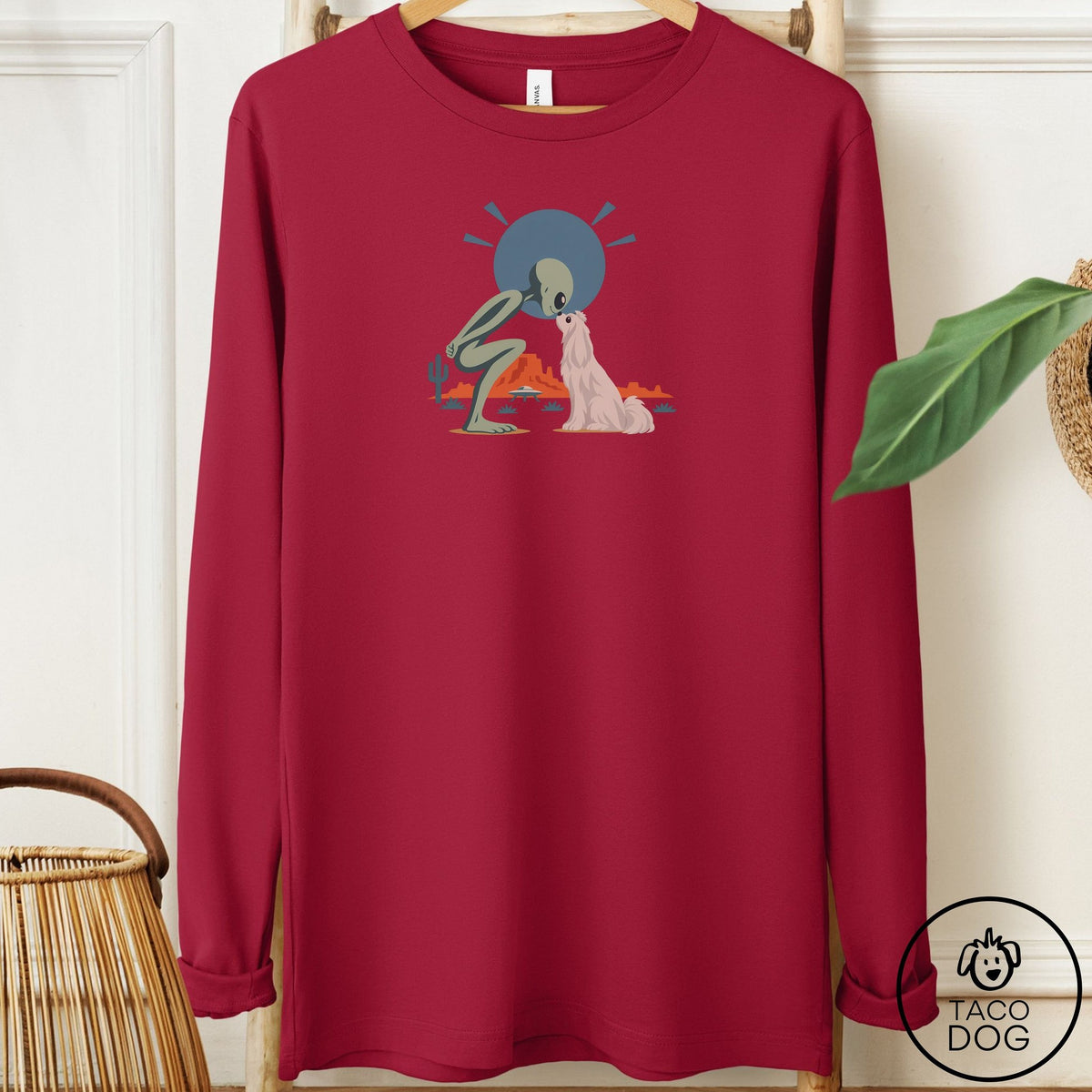 Maltese Hello Neighbor Long Sleeve Tee Cardinal Taco-Dog