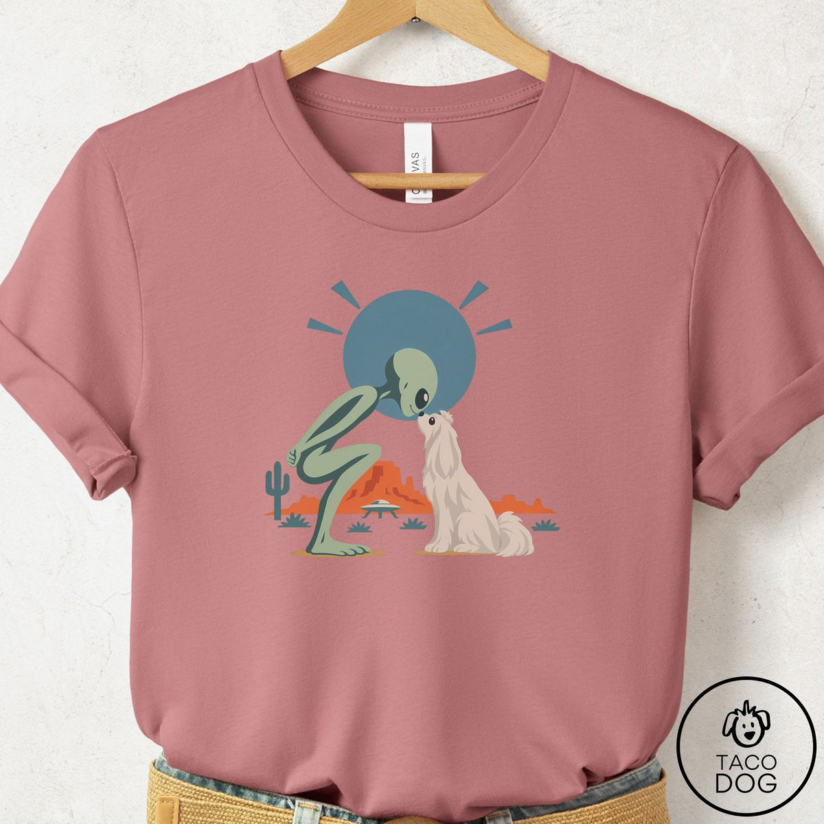 Maltese Hello Neighbor T-Shirt Mauve Taco-Dog
