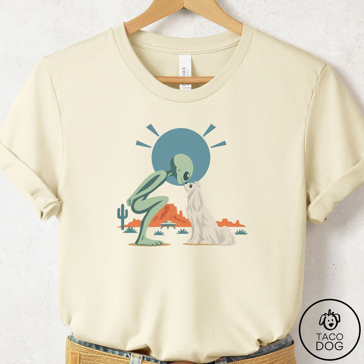 Maltese Hello Neighbor T-Shirt Natural Taco-Dog