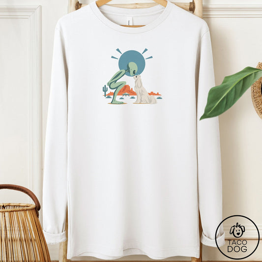 Maltese Hello Neighbor Long Sleeve Tee White Taco-Dog