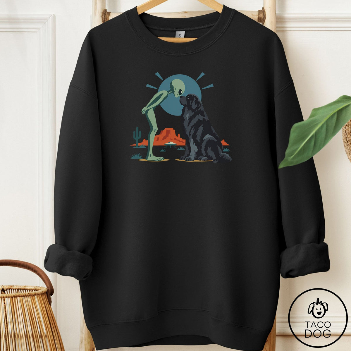 Newfoundland Hello Neighbor Sweatshirt Black Taco-Dog