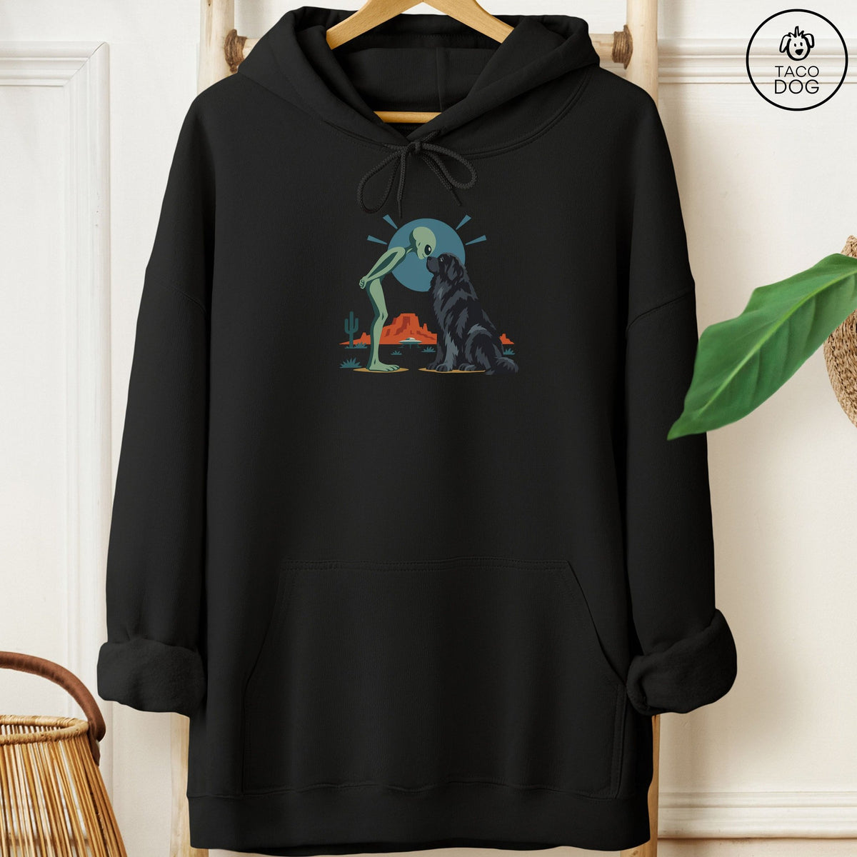 Newfoundland Hello Neighbor Hoodie Black Taco-Dog