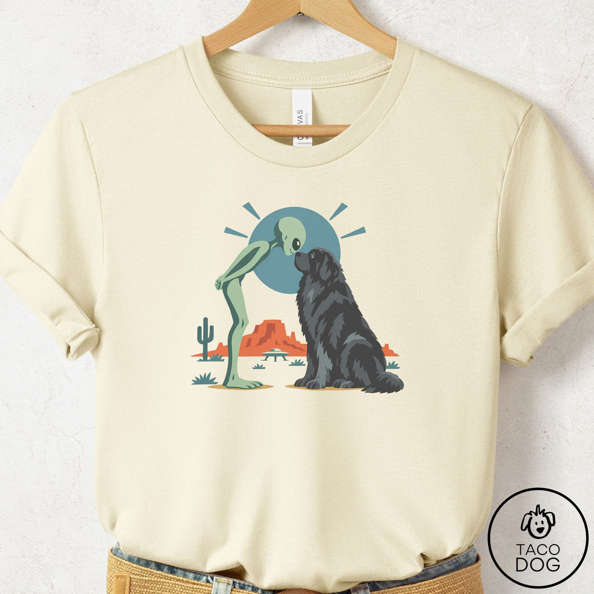 Newfoundland Hello Neighbor T-Shirt Natural Taco-Dog