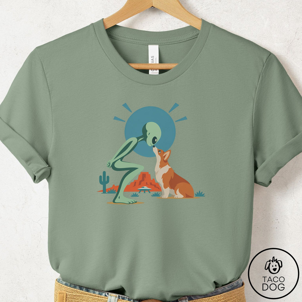 Corgi Hello Neighbor T-Shirt Sage Taco-Dog