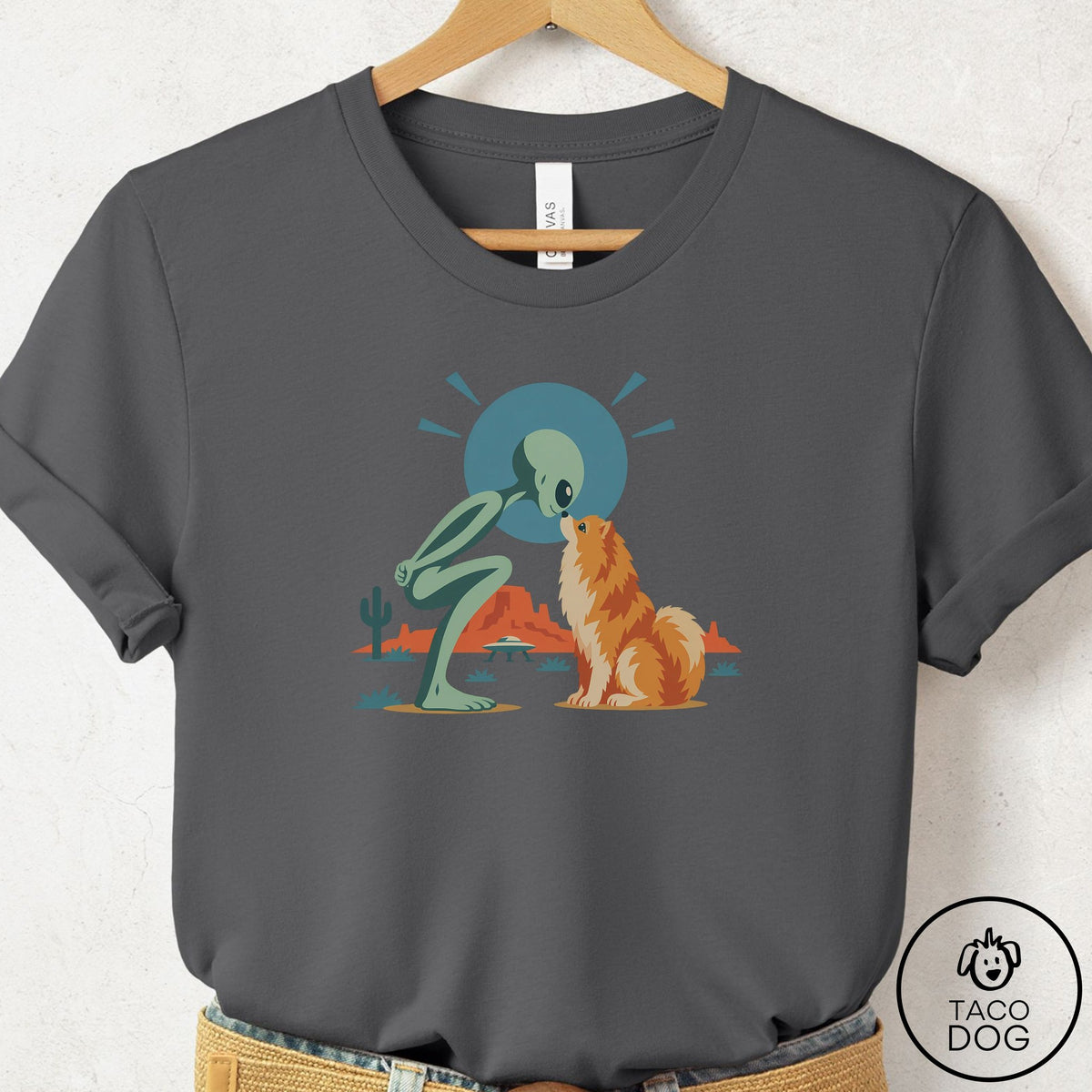Pomeranian Hello Neighbor T-Shirt Asphalt Taco-Dog